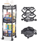 TOOLF 3-Tier Metal Storage Rolling Cart for Kitchen and More