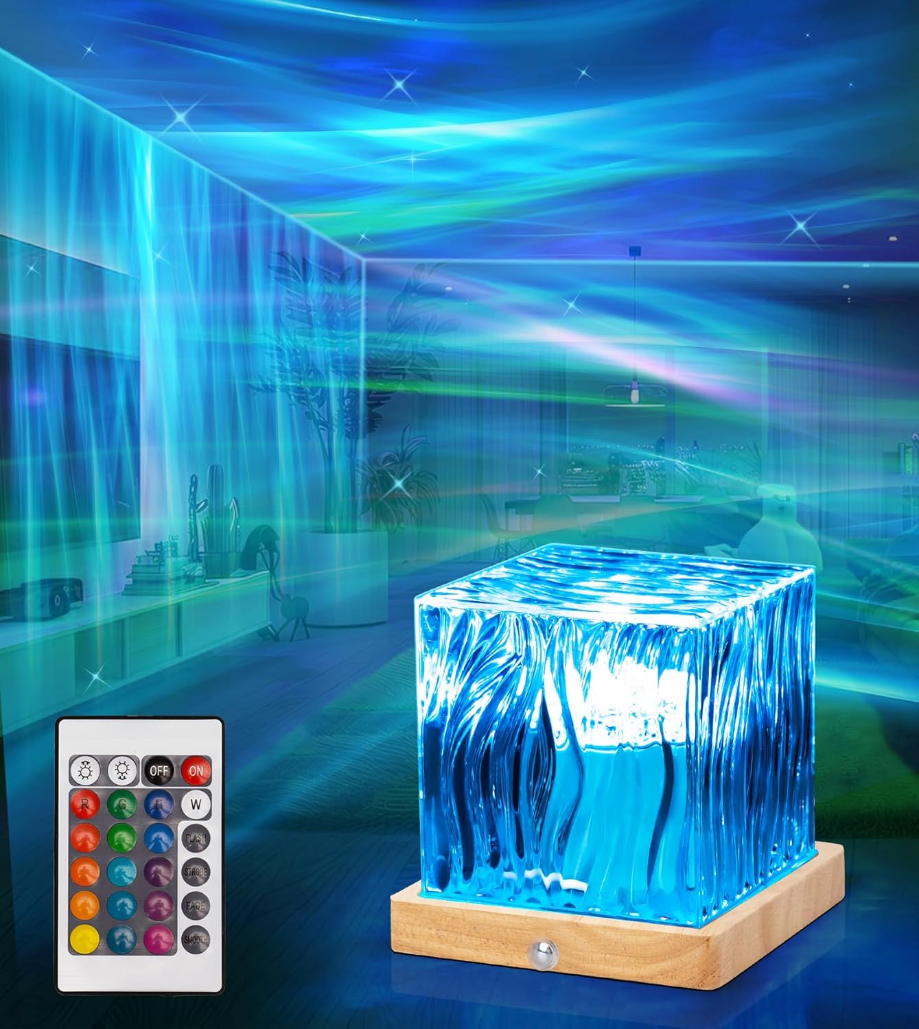 Northern Lights Projector: 16 Color Rotating Ocean Lamp & Galaxy Aurora Light - LITOHOM