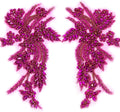 Hand-Made Beaded Rhinestones DIY Applique Patch - Hot Pink beading