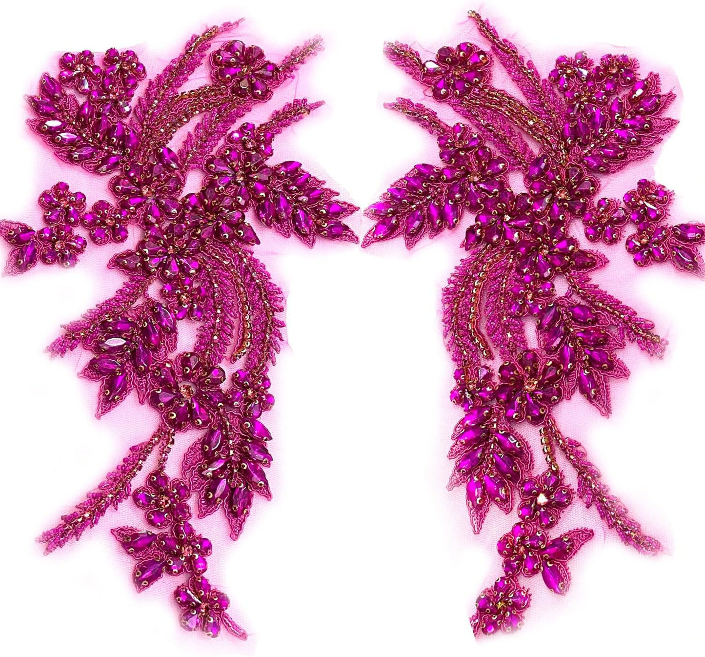 Hand-Made Beaded Rhinestones Appliques for DIY Clothing Projects