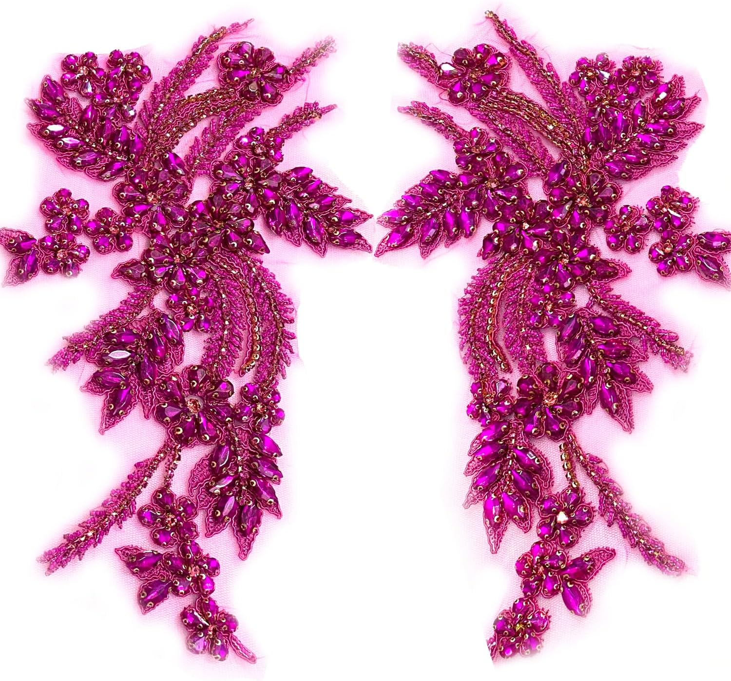 Hand-Made Beaded Rhinestones Appliques for DIY Clothing Projects