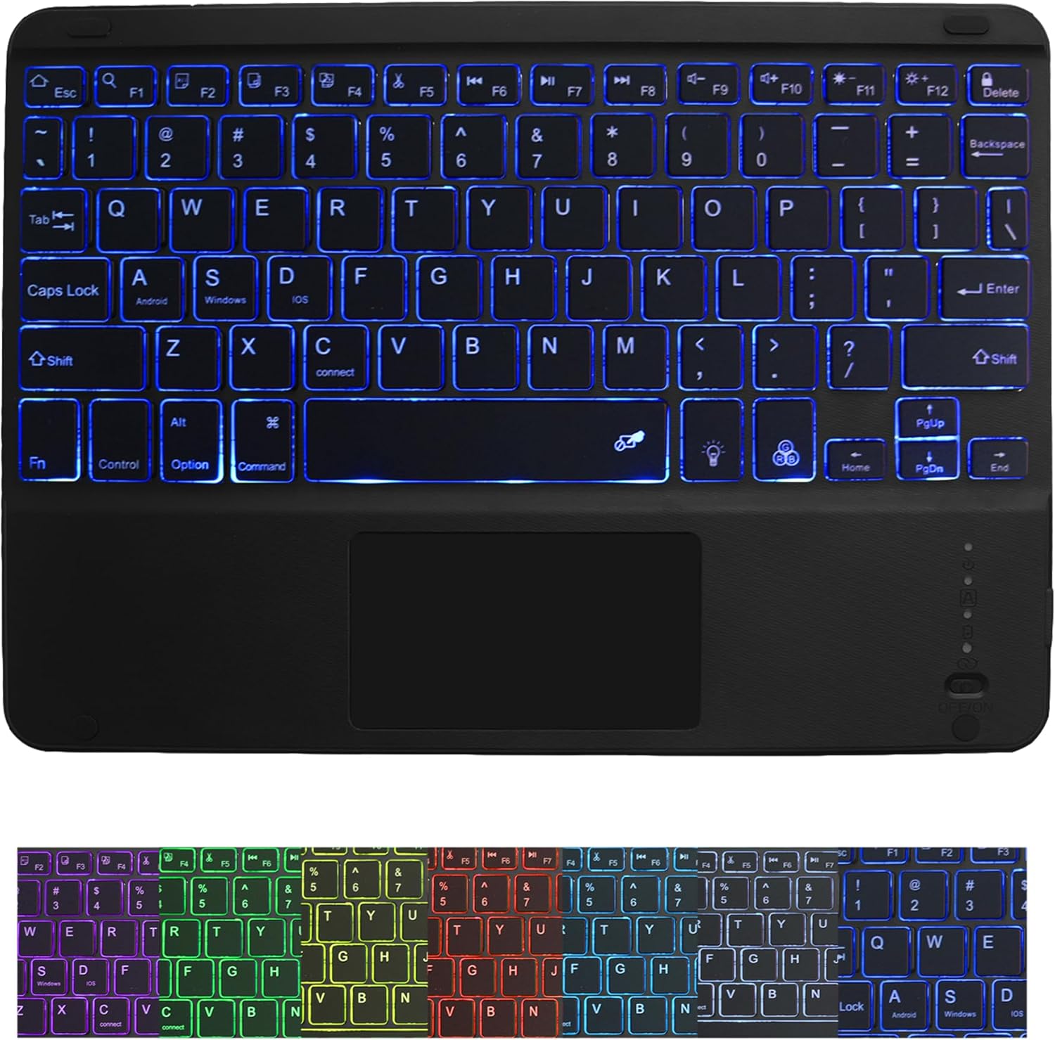 Portable 10 Bluetooth Keyboard - 7 Color Backlight}