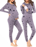 Nursing Pajama Set for Women Long Sleeve Thermal Maternity Sleepwear