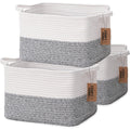 Cotton Rope Woven Basket 3-Pack - Soft, Sturdy Storage for Shelves