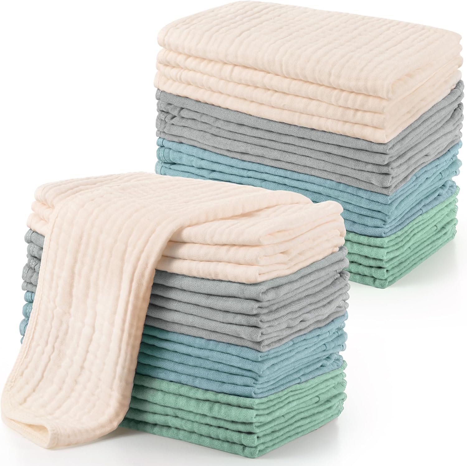 Buryeah Large Burp Cloths Set - 6-Layer Absorbency for Mess-Free Burping!