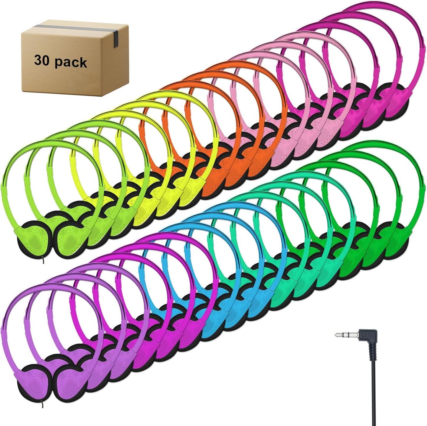 30 Pack Class Set Headphones for Kids Students School Use