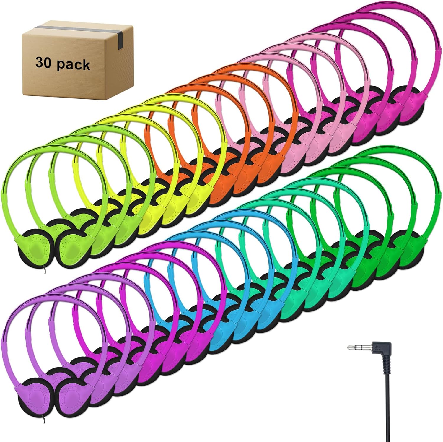 30 Pack Class Set Headphones for Kids Students School Use