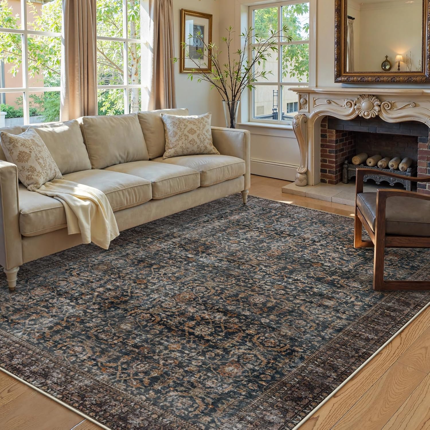 Collive Washable Area Rug 6x9 for Living Room and Bedroom