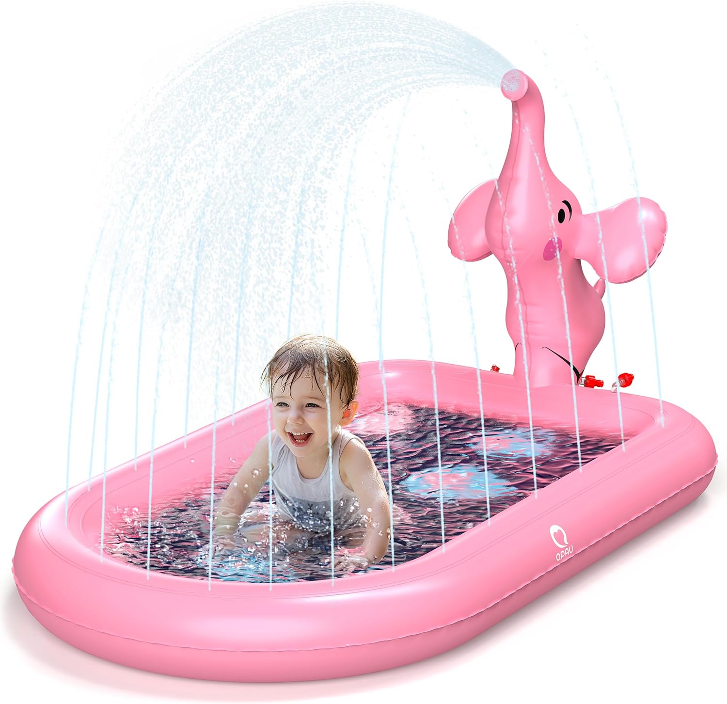 QPAU Splash Pads for Toddlers - Adorable Pink Elephant Fun