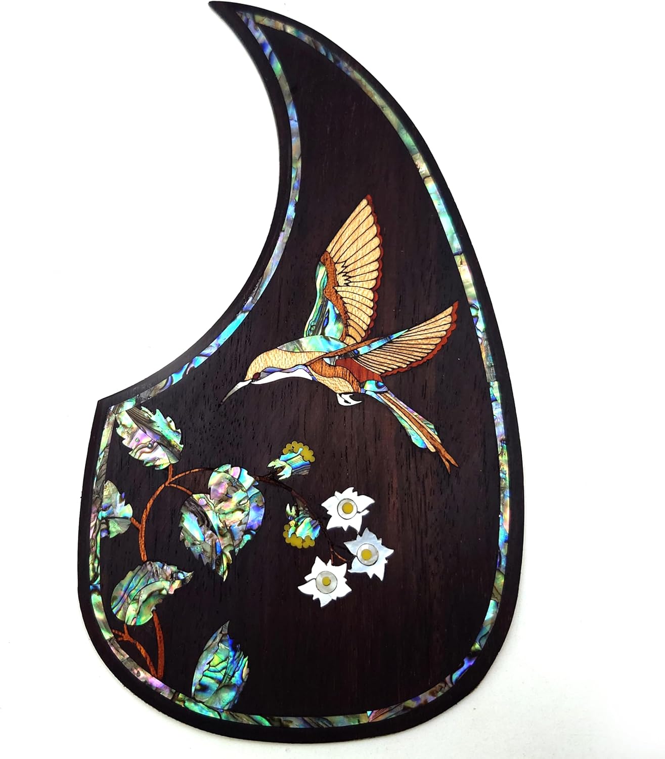 Premium Abalone Flower Wood Pickguard for Acoustic Guitars