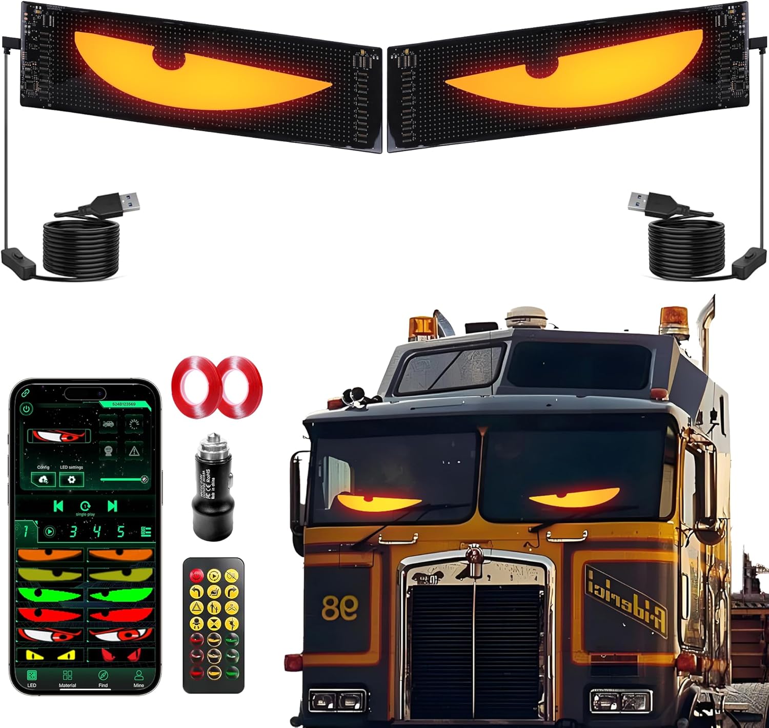 LED Lights for Car 2PCS - 23.6in Devil's Eye Strips for Truck