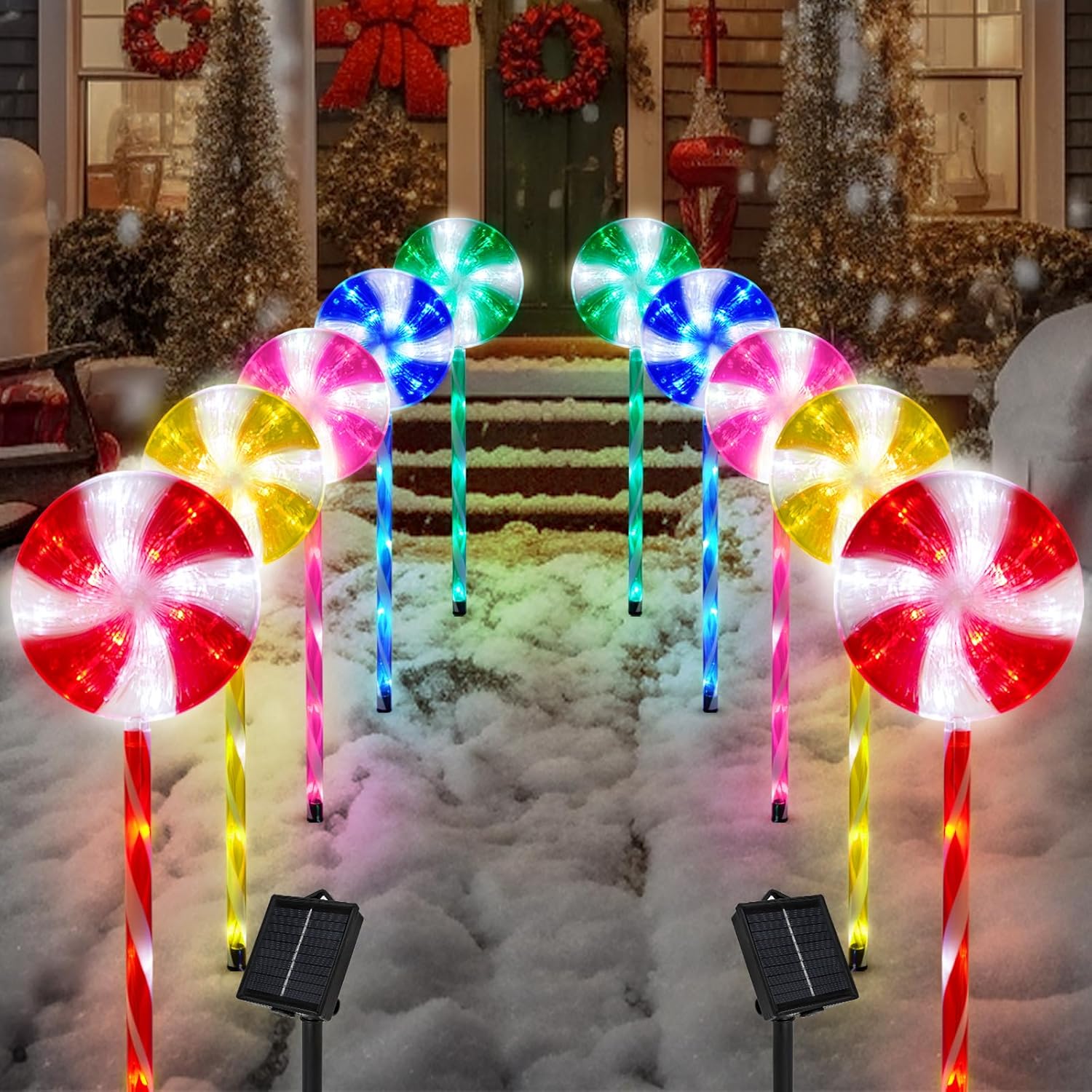Outdoor Christmas Decorations Solar Pathway Lights Set of 10