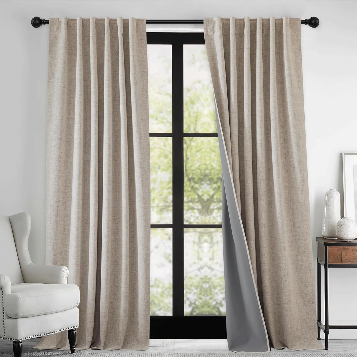 RYB HOME 100% Blackout Curtains for Bedroom and Living Room