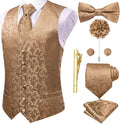 Elegant Hi-Tie Silk Vest Set for Men with Tie and Bowtie for Weddings