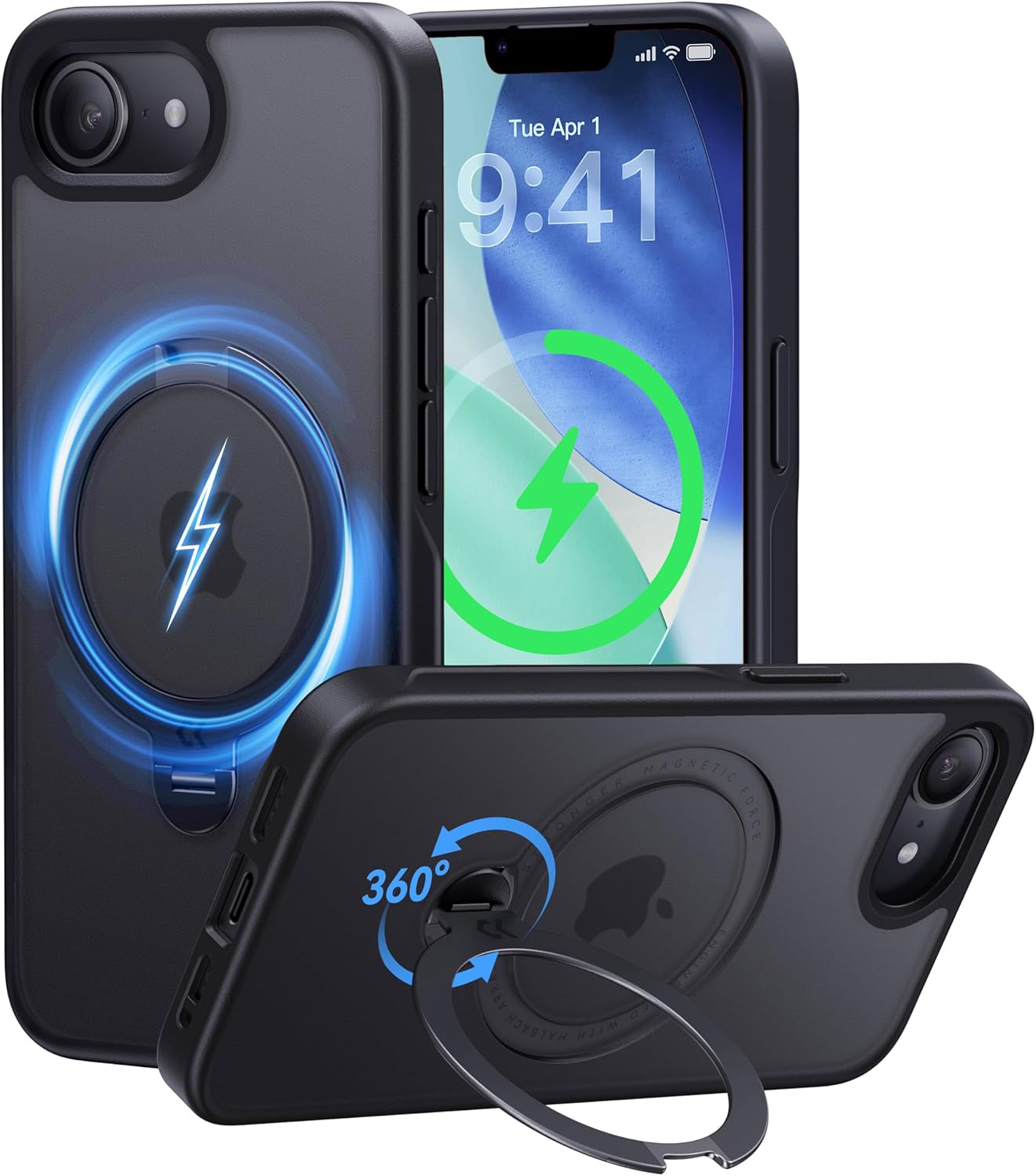 CASEKOO 360 Spin Magnetic Stand for iPhone 16e - Military Grade