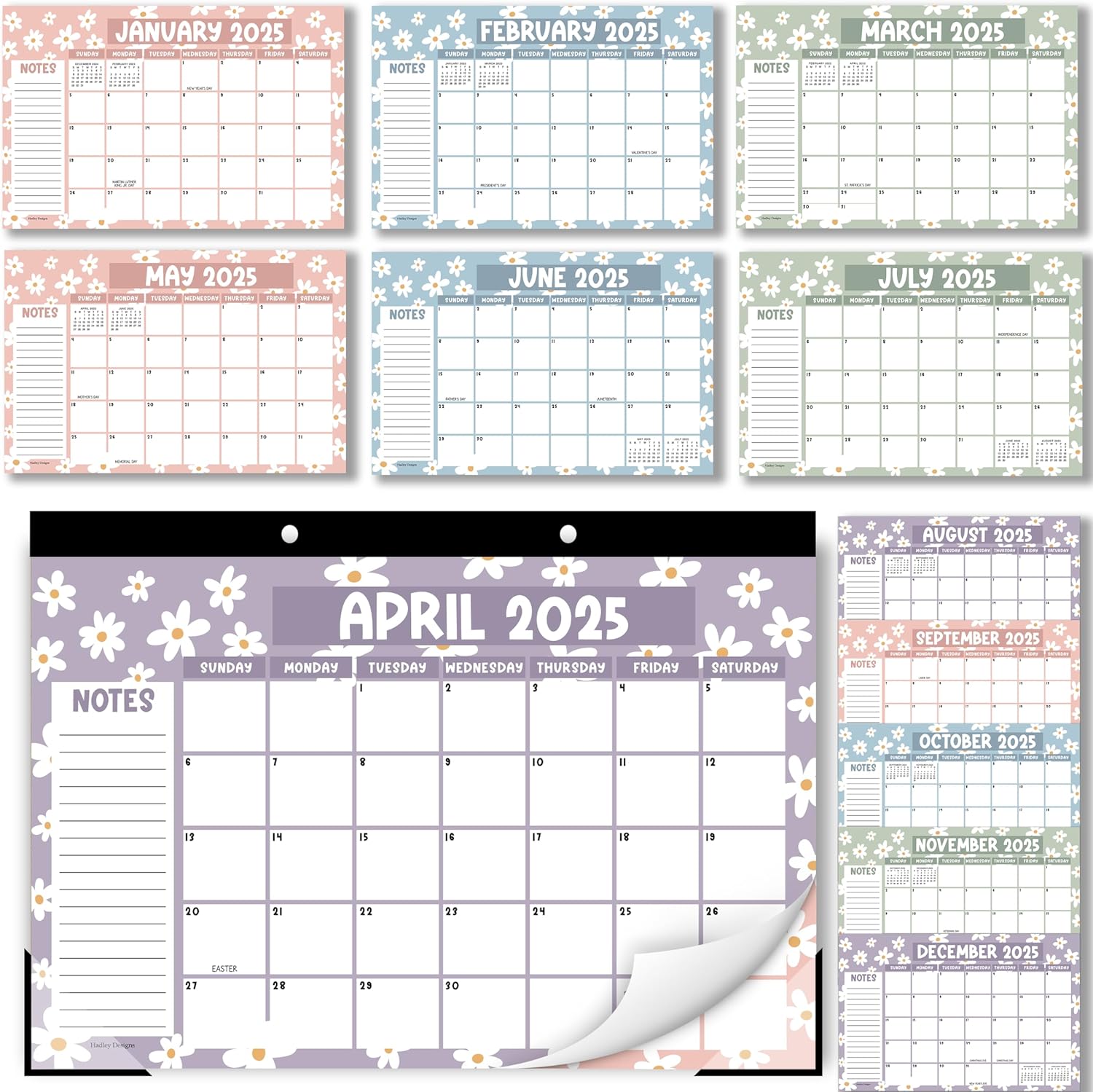 Large 2025-2026 Daisy Desk Calendar - Home, Office, Classroom