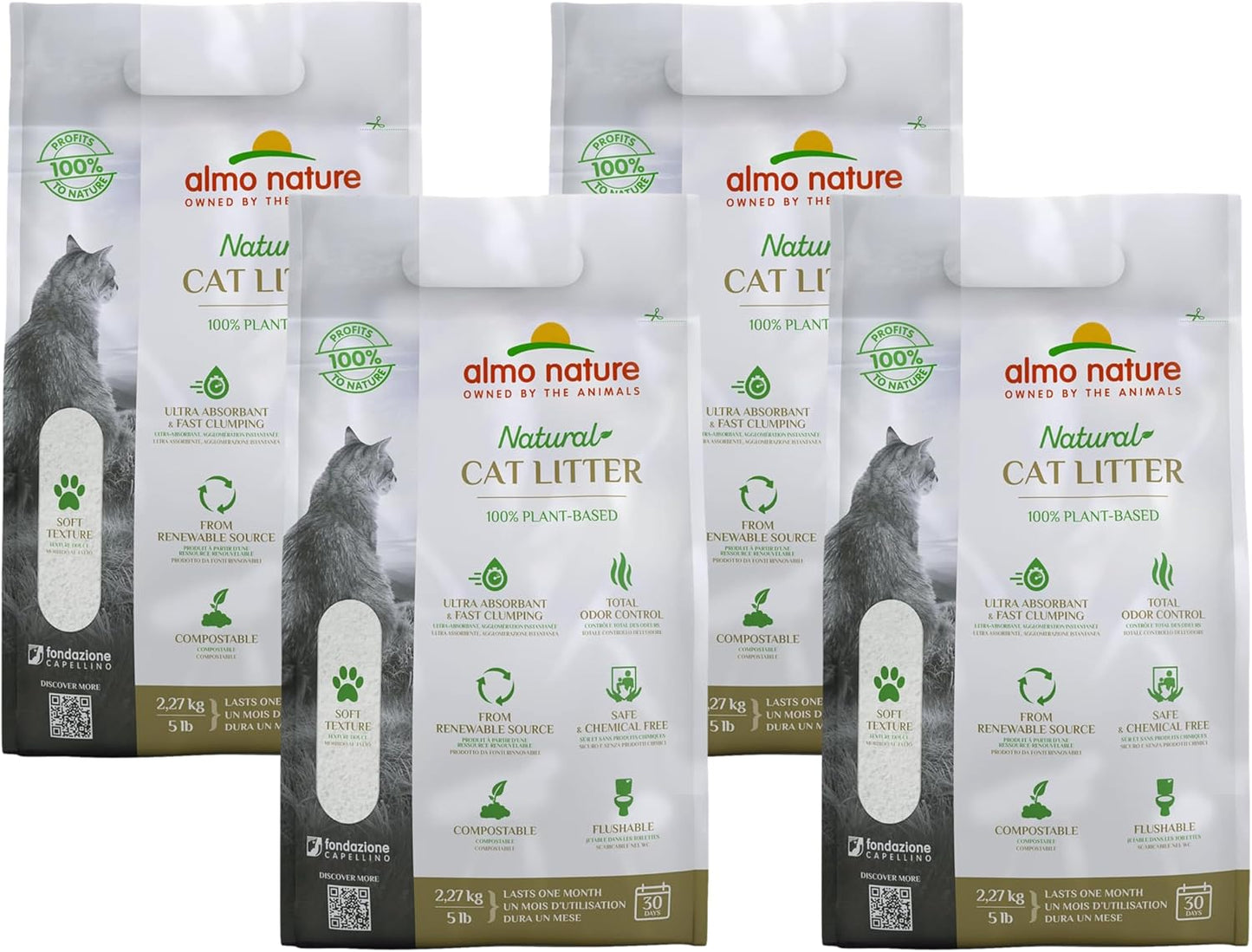 Ultra-Absorbent Cat Litter for All Stages - 4 Pack of 5 lb