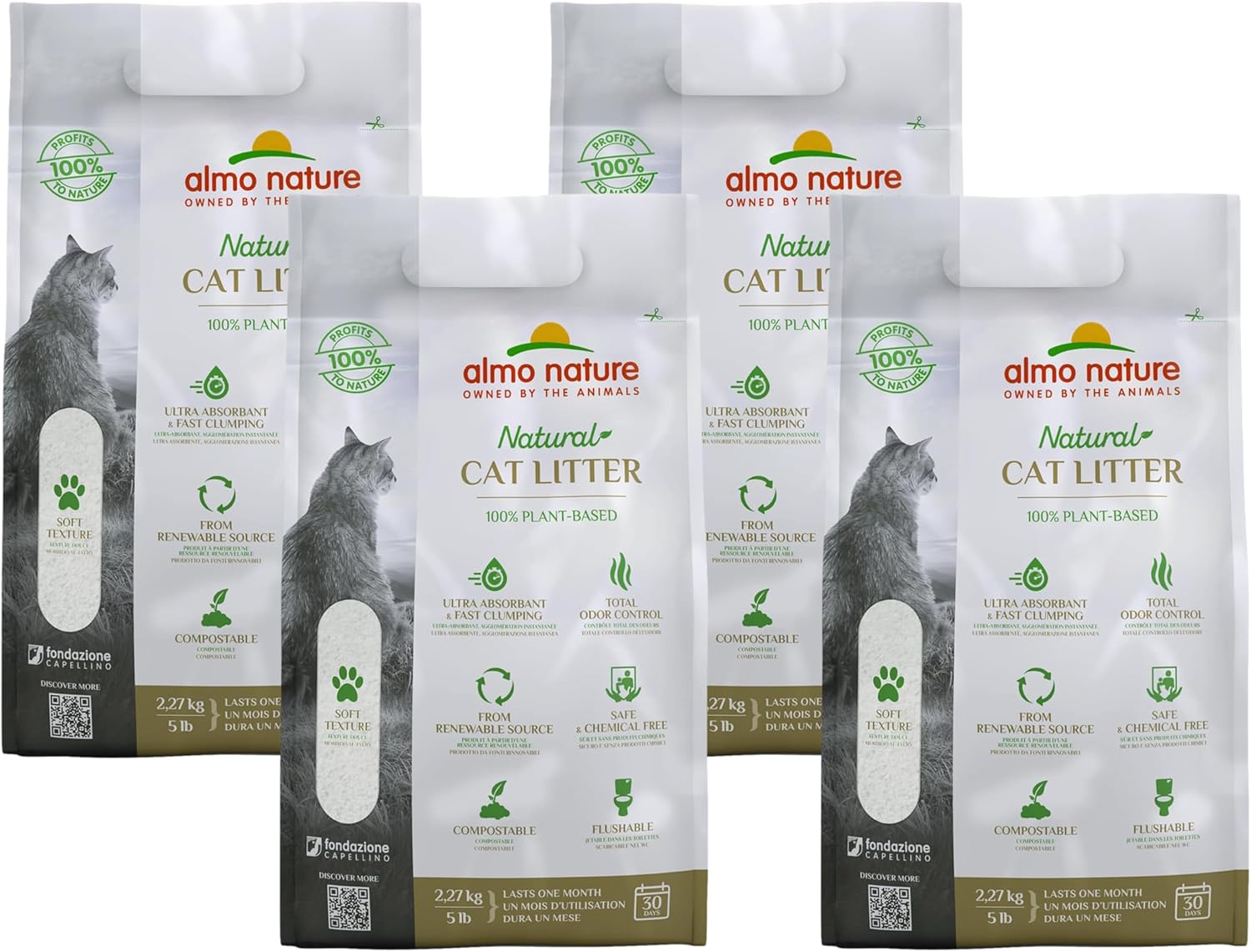 Ultra-Absorbent Cat Litter for All Stages - 4 Pack of 5 lb