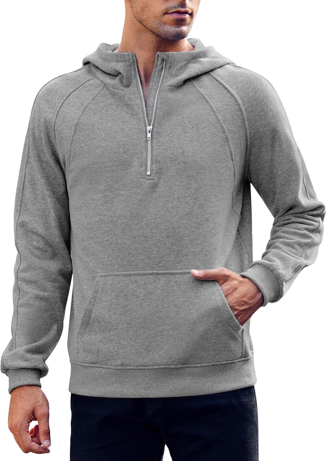 Casual Comfort: Makkrom Men's Quarter Zip Hoodie