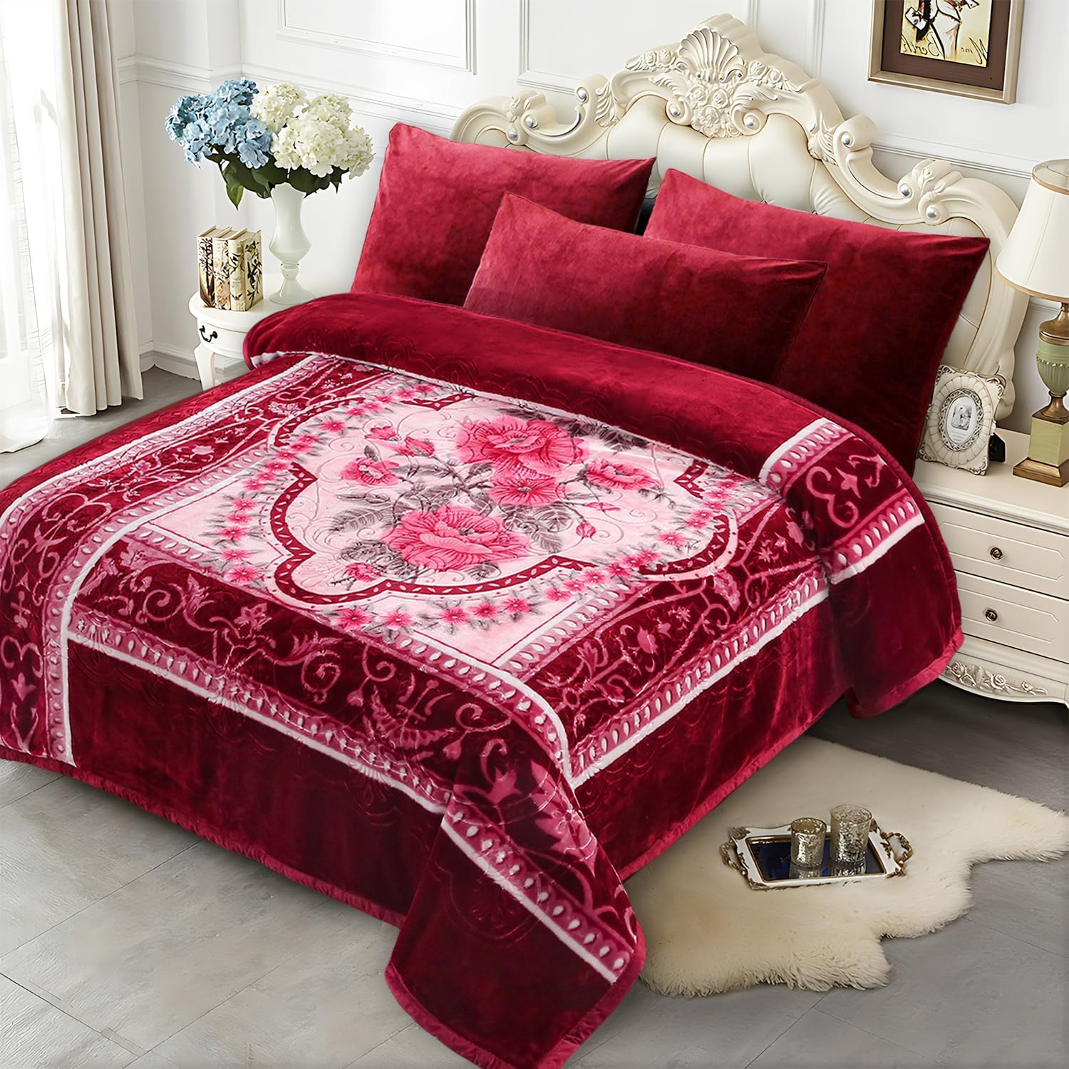 JYK Soft Fleece Bed Blanket King Size for Cozy Warmth