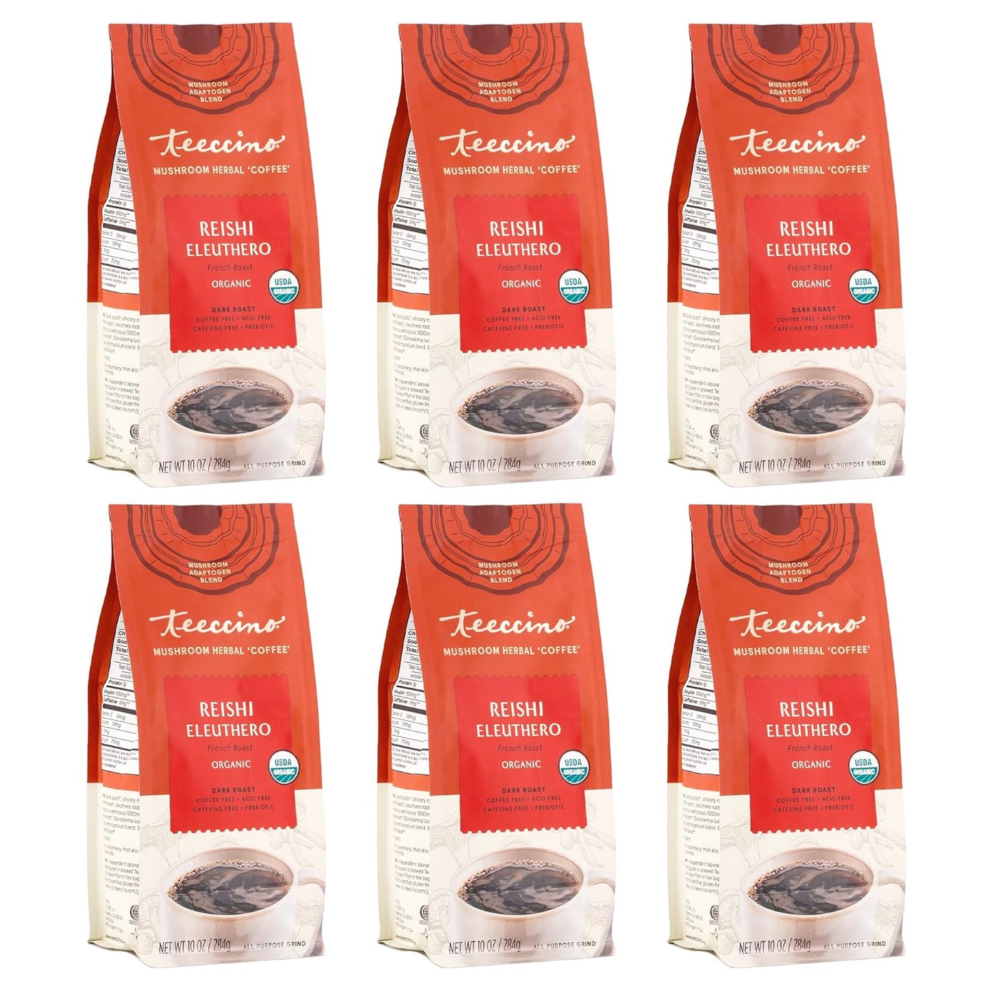 Teeccino Reishi Eleuthero Coffee Alternative - Organic Herbal Brew