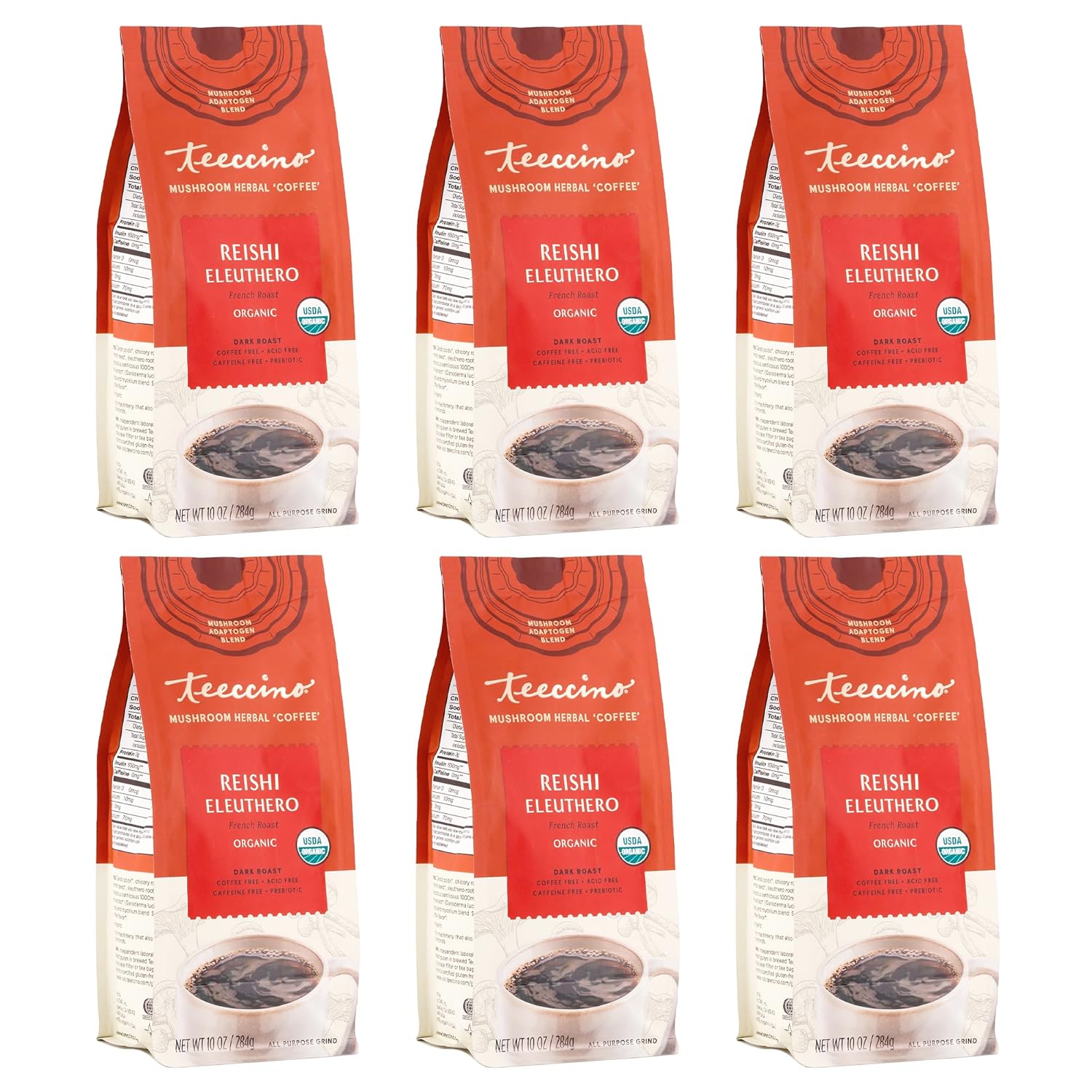 Teeccino Reishi Eleuthero Coffee Alternative - Organic Herbal Brew