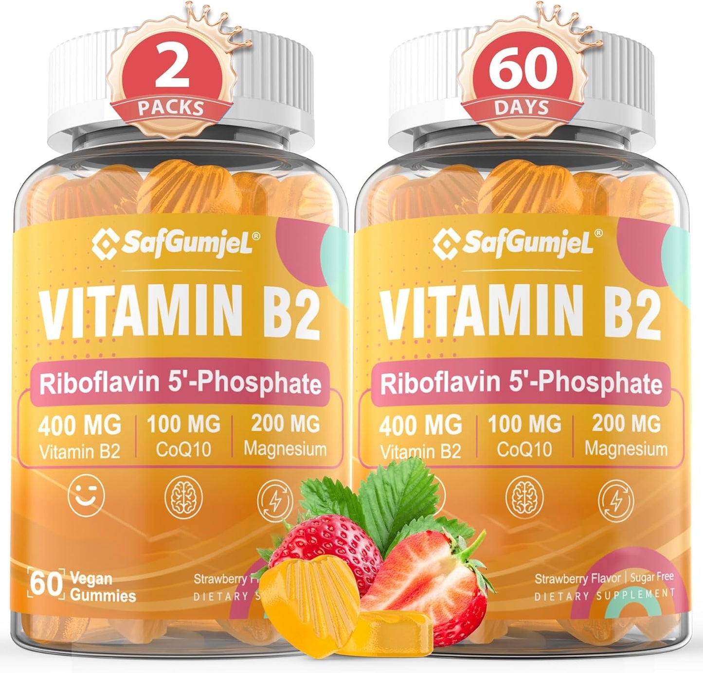 Vitamin B2 Gummies for Energy & Migraine Relief - 120 Counts