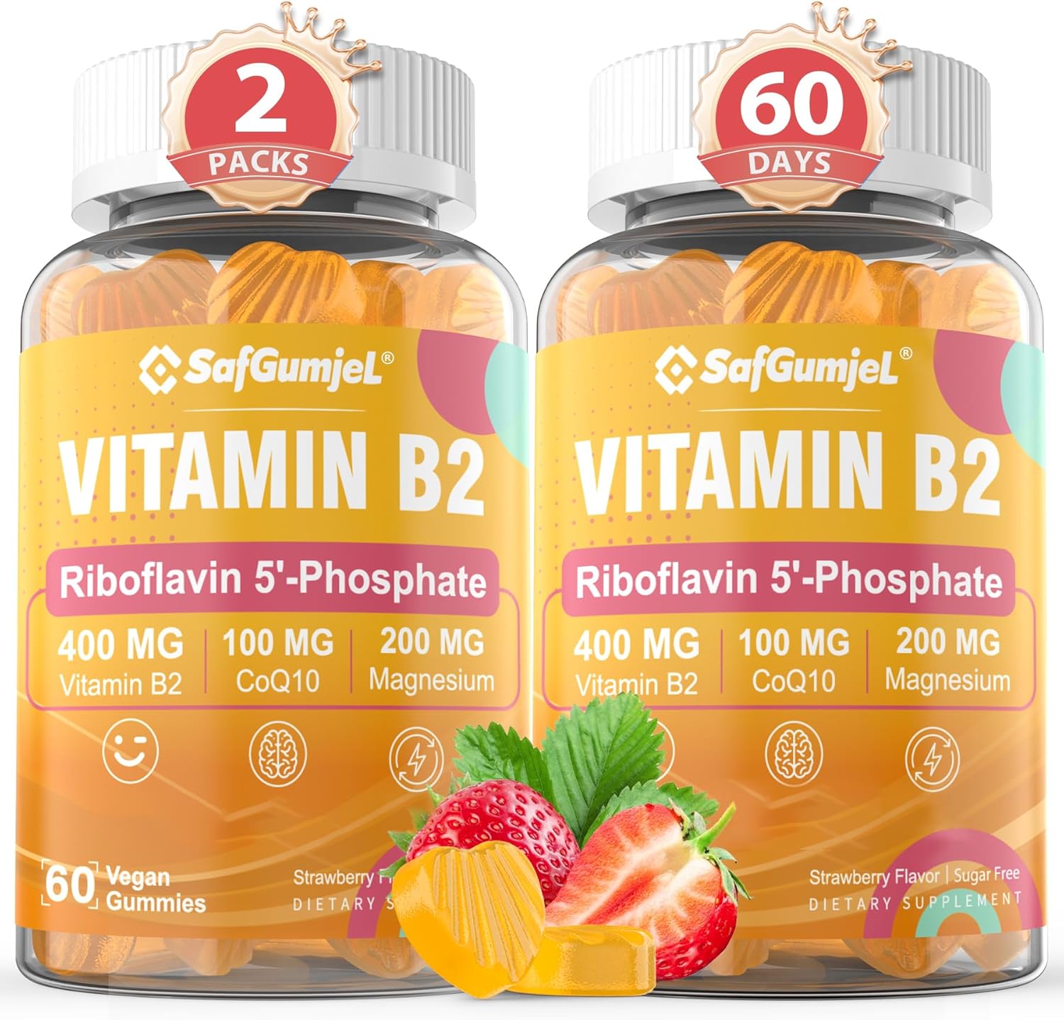 Vitamin B2 Gummies for Energy & Migraine Relief - 120 Counts