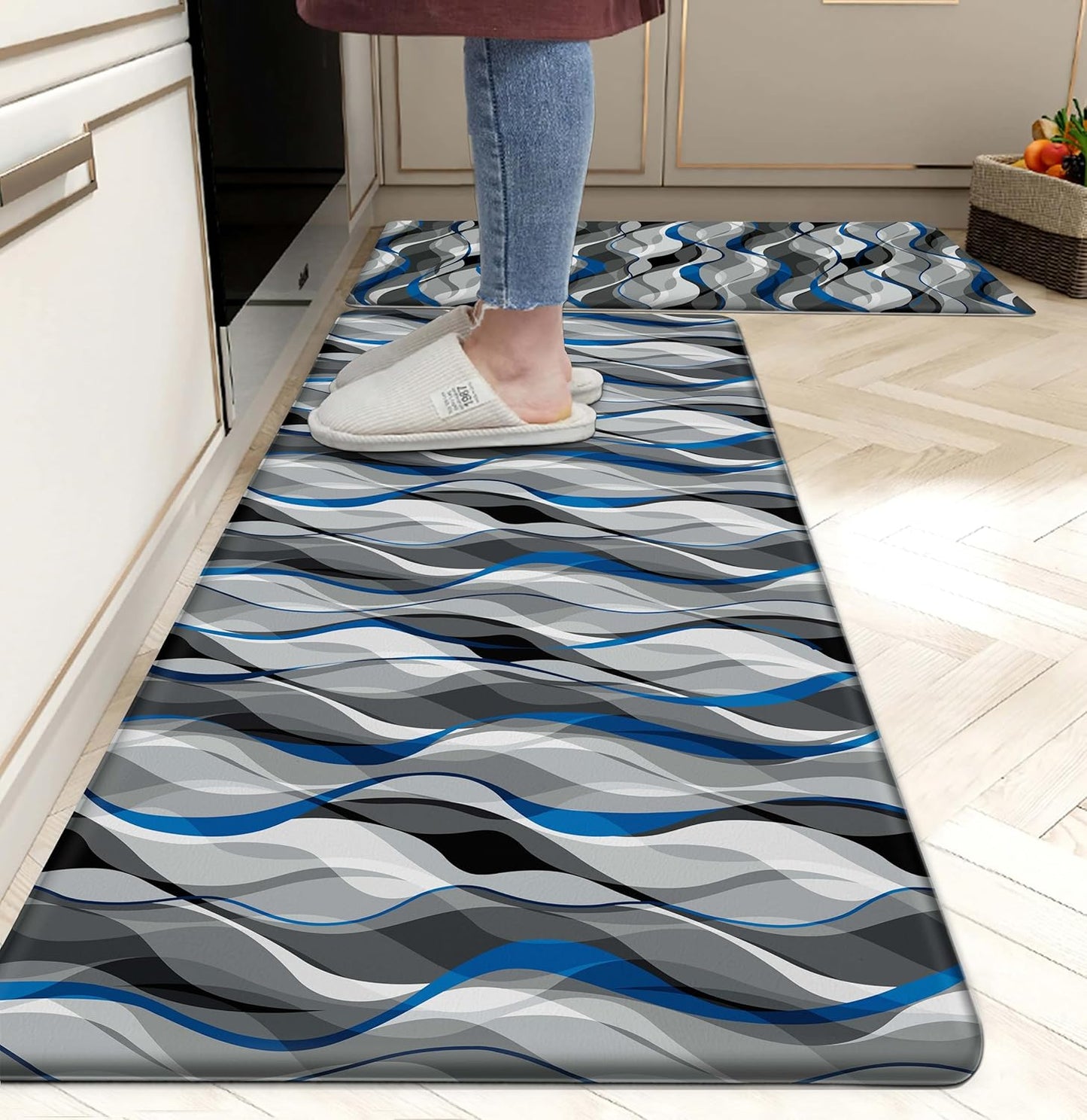Anti Fatigue Kitchen Mats Set of 2 in Modern Abstract Design