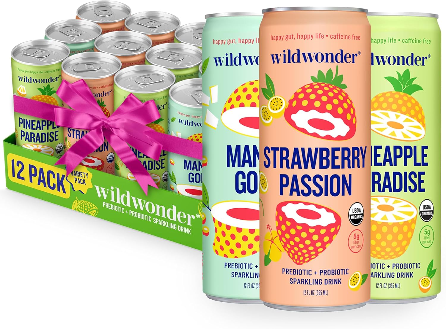 wildwonder Sparkling Probiotic Drink for Gut Health & More