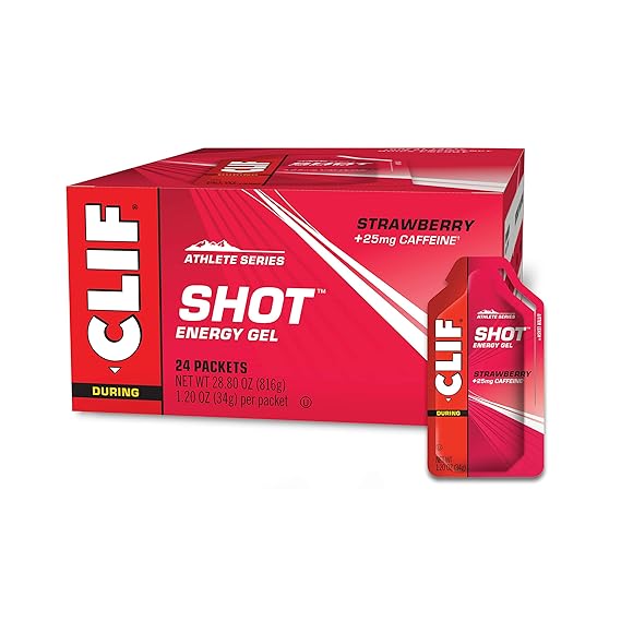 CLIF SHOT Energy Gels Strawberry - Quick Carbs & Caffeine Boost