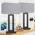 22 in Tall Modern Living Room Lamps - Touch Bedside Lamps with USB C+A