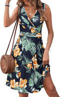GUBERRY Womens Wrap V Neck Sleeveless Sundress - Flattering Summer up
