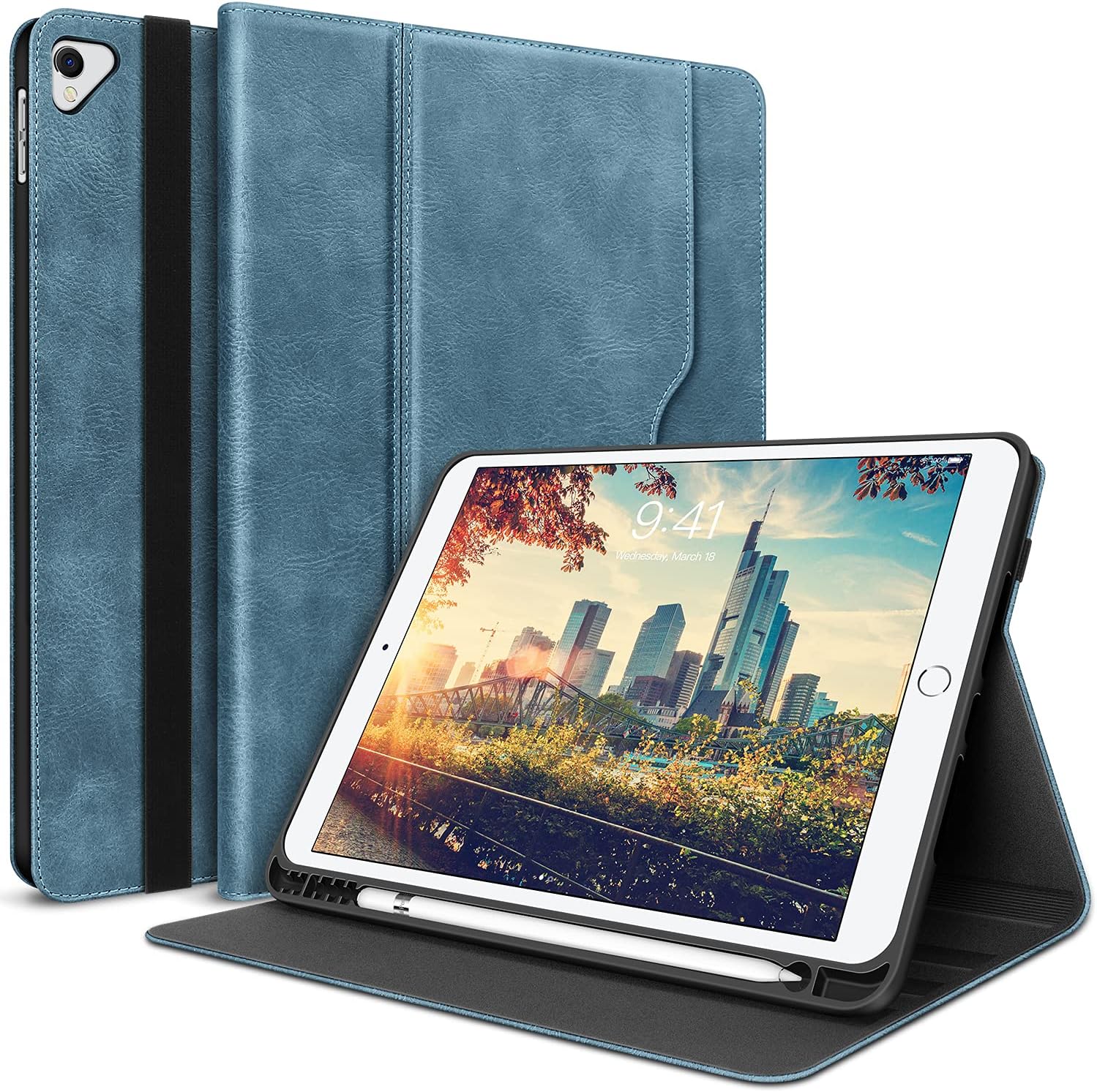 H HOLIMET iPad Case 9th Generation with Pencil Holder and Stand