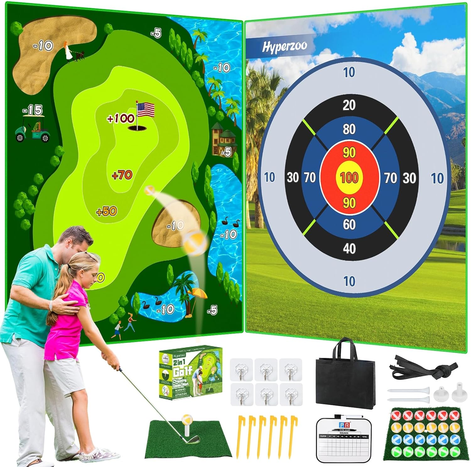 Golf Chipping Game Mat with Sticky Balls