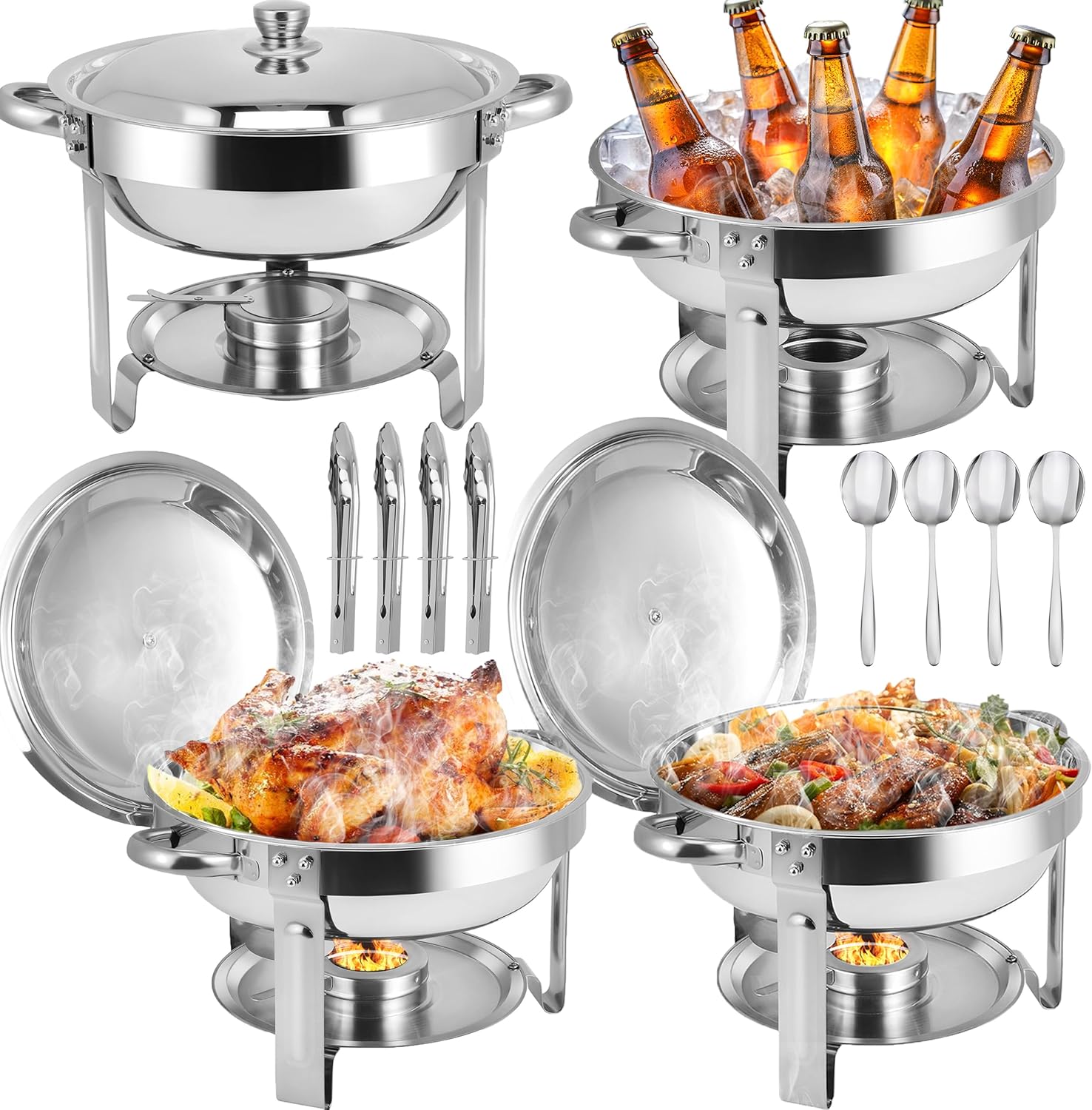 Chafing Dishes for Buffet Set, 6QT Stainless Steel Warmers
