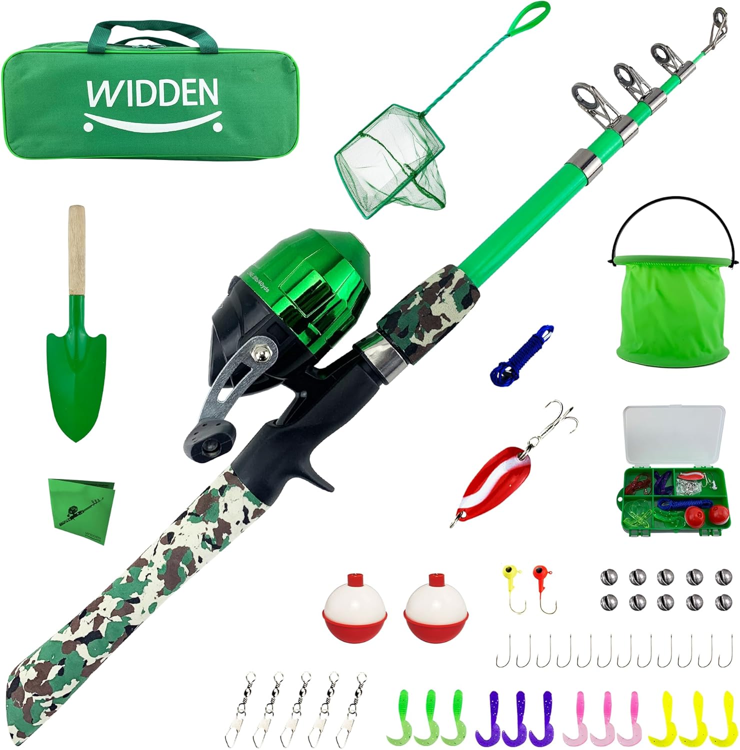 Portable Kids Fishing Pole Set - Reel, Tackle Box, Net
