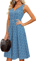 Women's Midi Sundress V Neck Floral Tank Dress - Lightweight