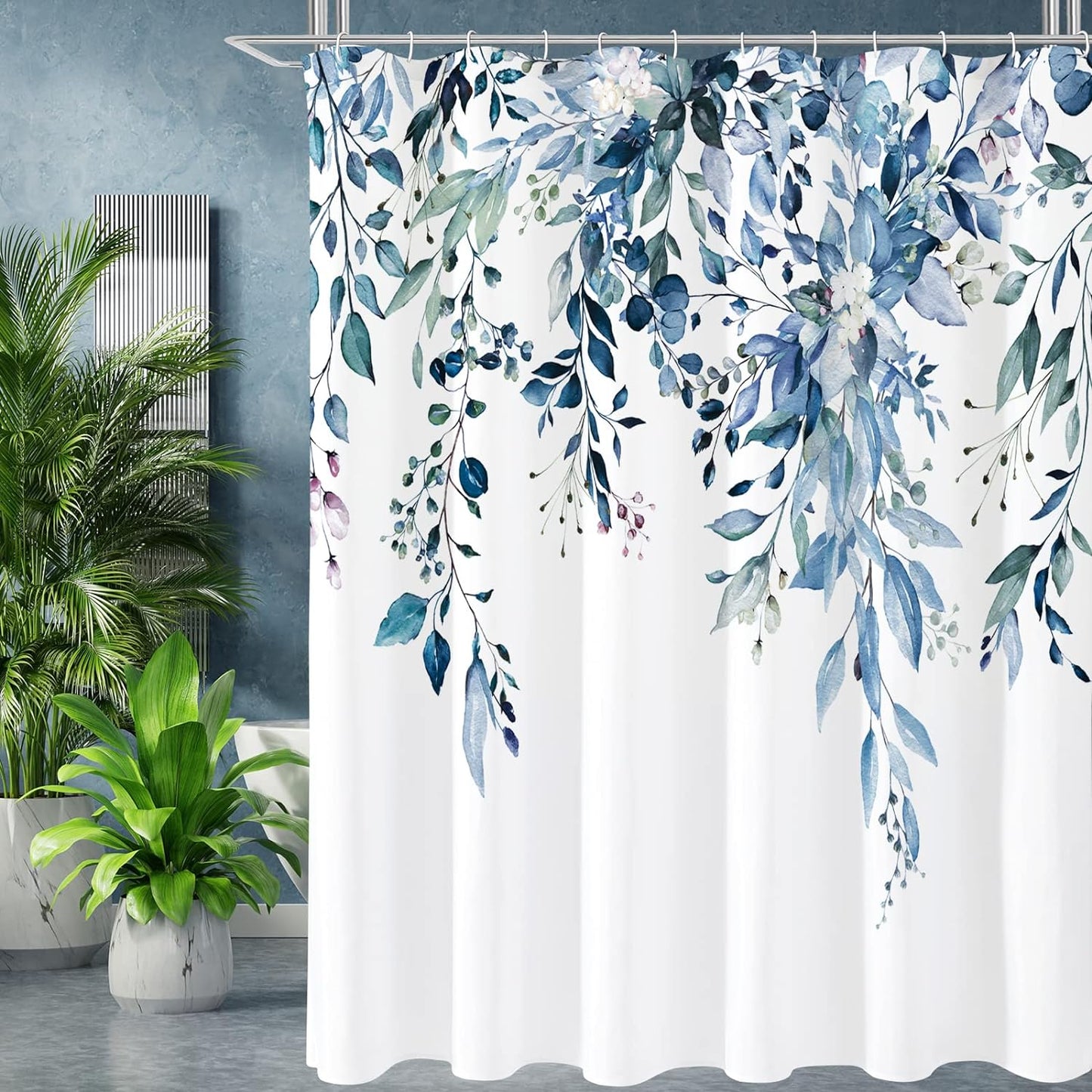 Blue Eucalyptus Shower Curtain Set - Relaxing Botanical Escape! 72x72