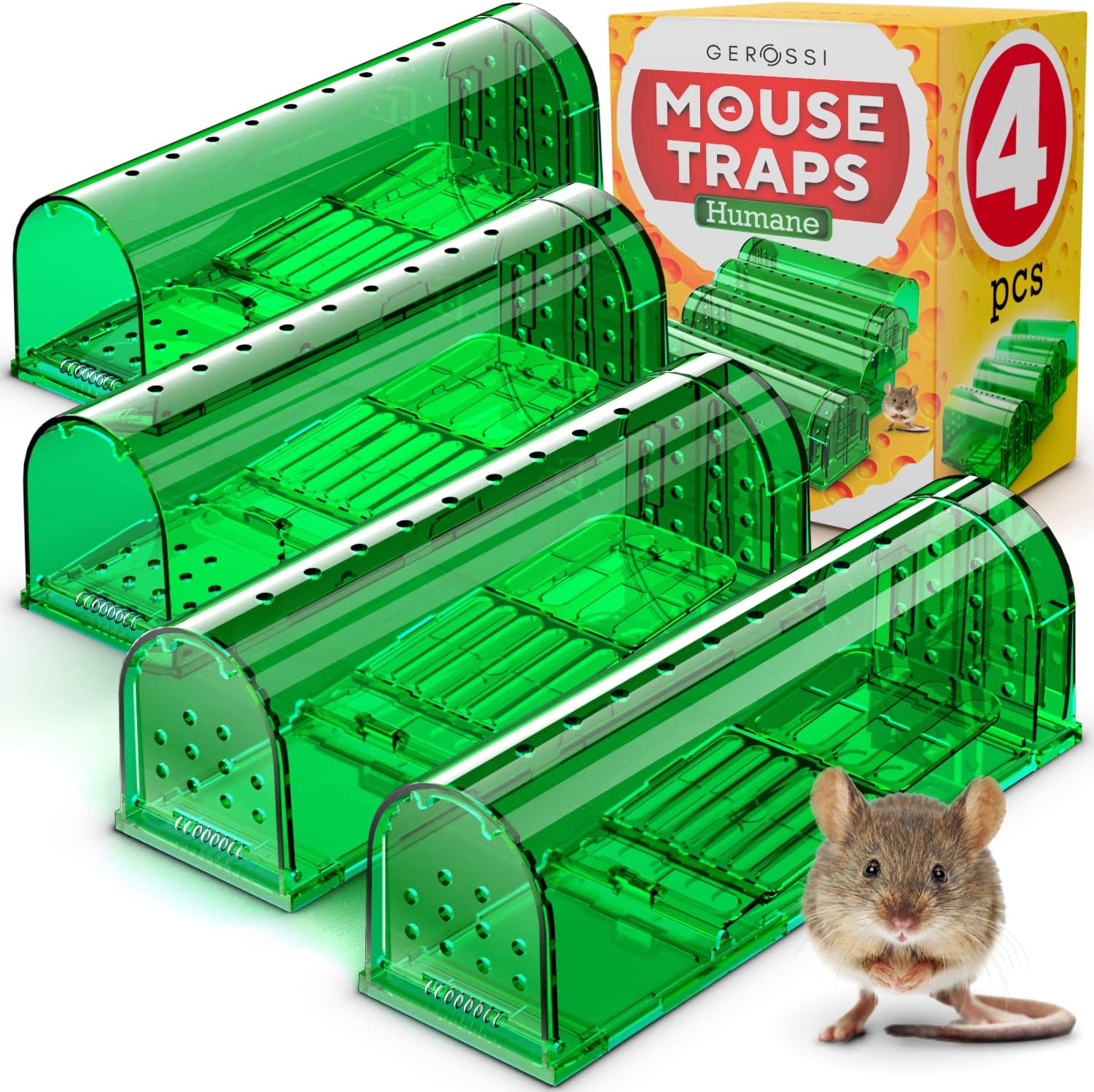 Set of 4 GEROSSI Humane Mouse Traps - Safe & Effective