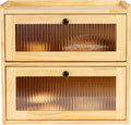Bread Box for Kitchen Countertop Wooden 2-Layer Bread Storage - Large