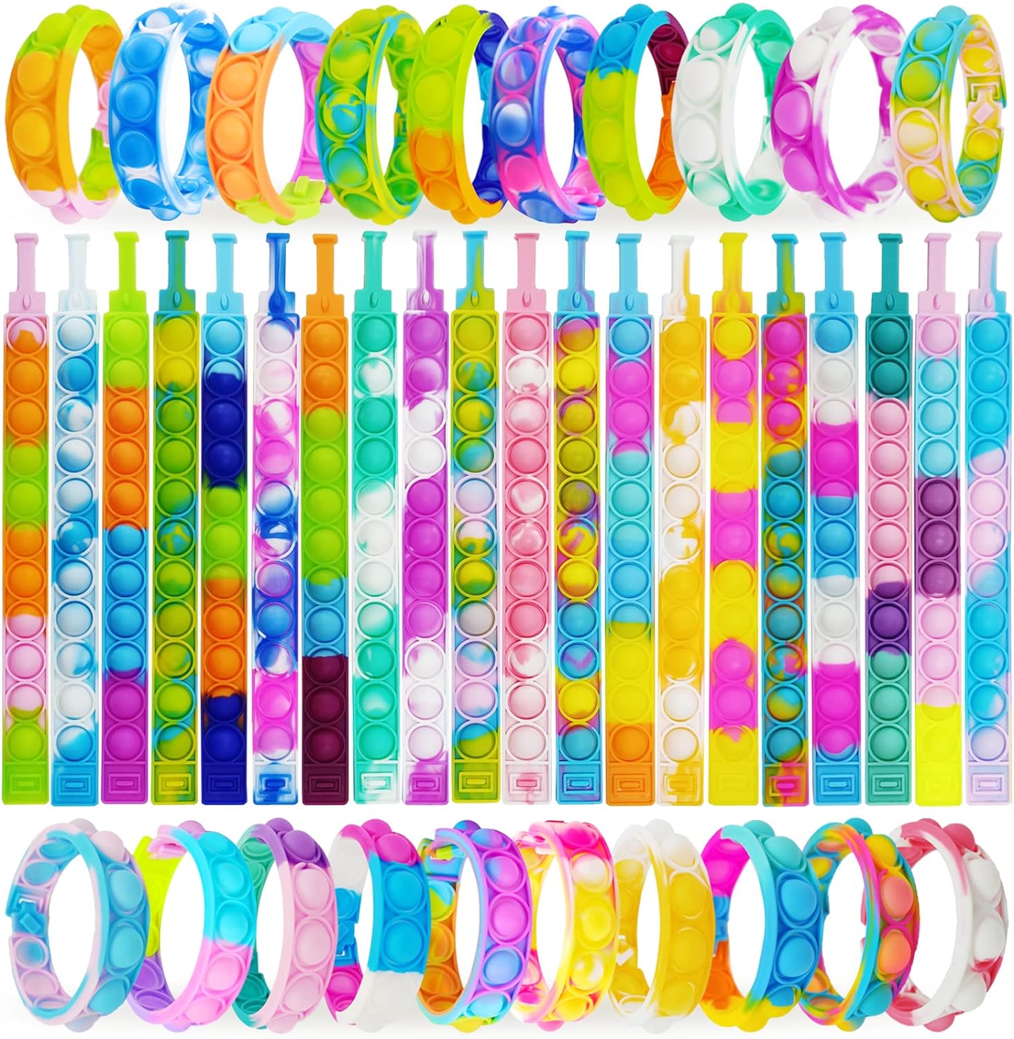 120-Piece Pop Bubble Bracelet Fidget Set - Ultimate Fidget Fun!