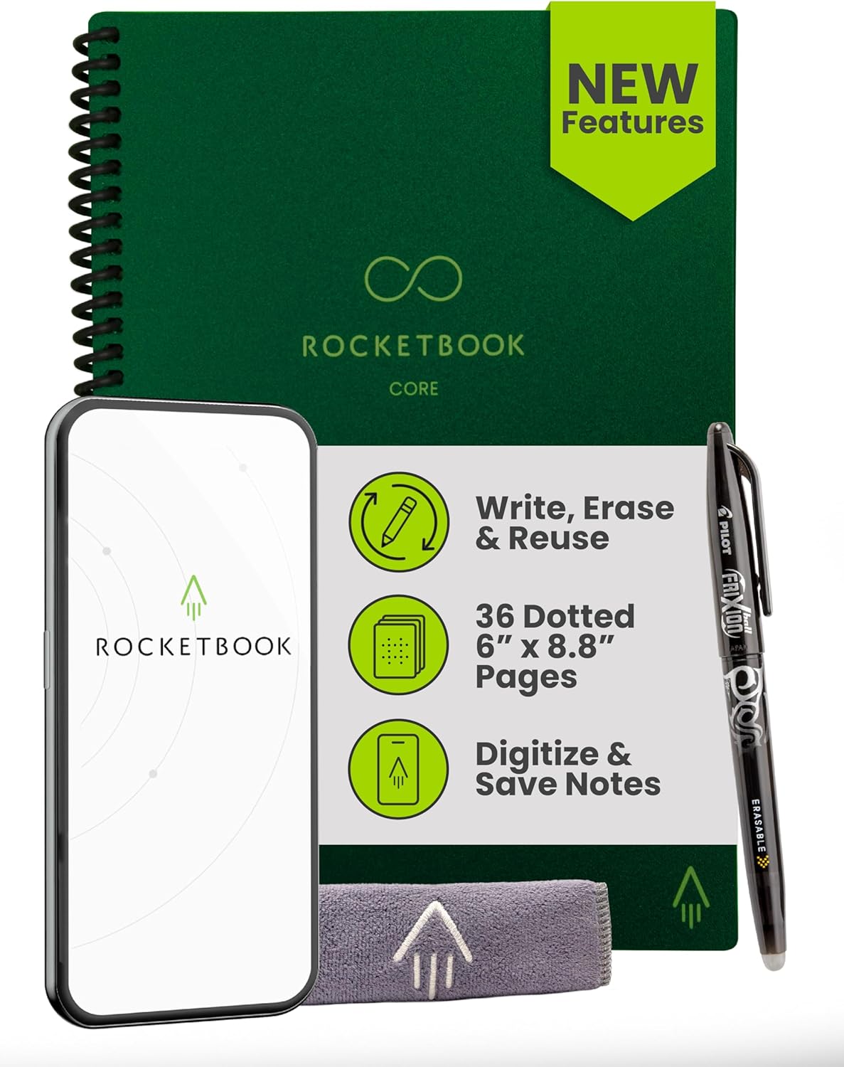 Rocketbook New Core Reusable Notebook for School and Work