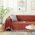 Chenille Couch Cover Brick Red for 3-Cushion Sofa - Durable Protector