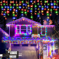 99ft Colored Christmas Lights Outdoor Icicle String - 1216 LED Bright