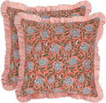 Ridhi Modern Farmhouse Pillow Covers Set of 2 - Dark Salmon Pink 18x18