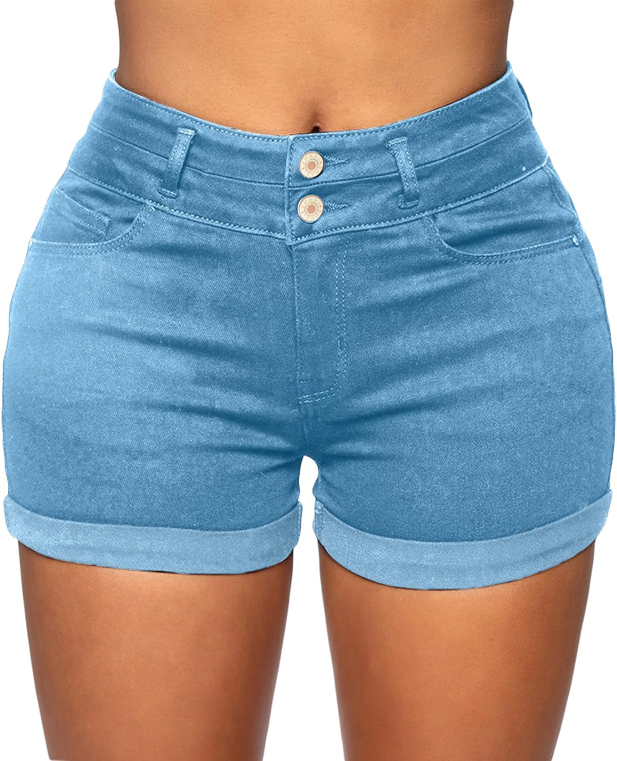 Romastory Womens High Waisted Jean Shorts for Comfy Summer Style