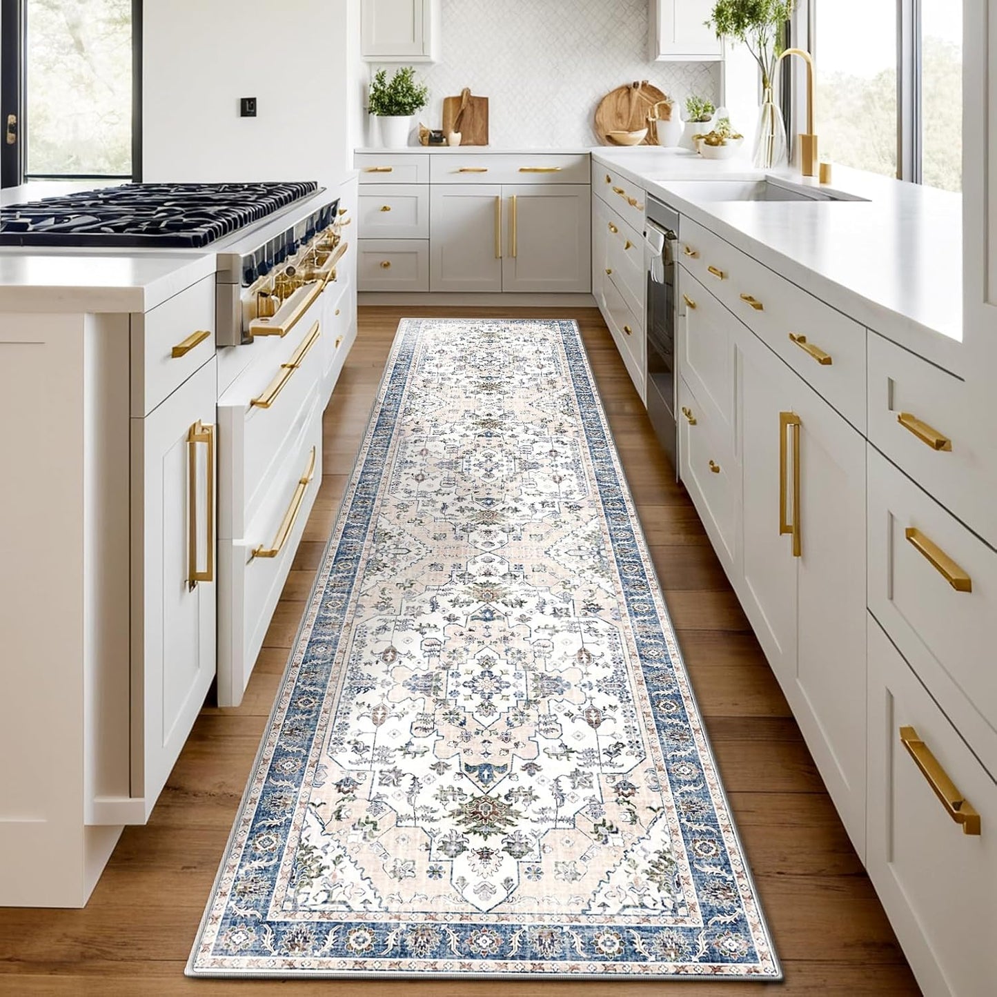 Non Slip Rug Runners for Hallways, Vintage Boho Kitchen Rugs