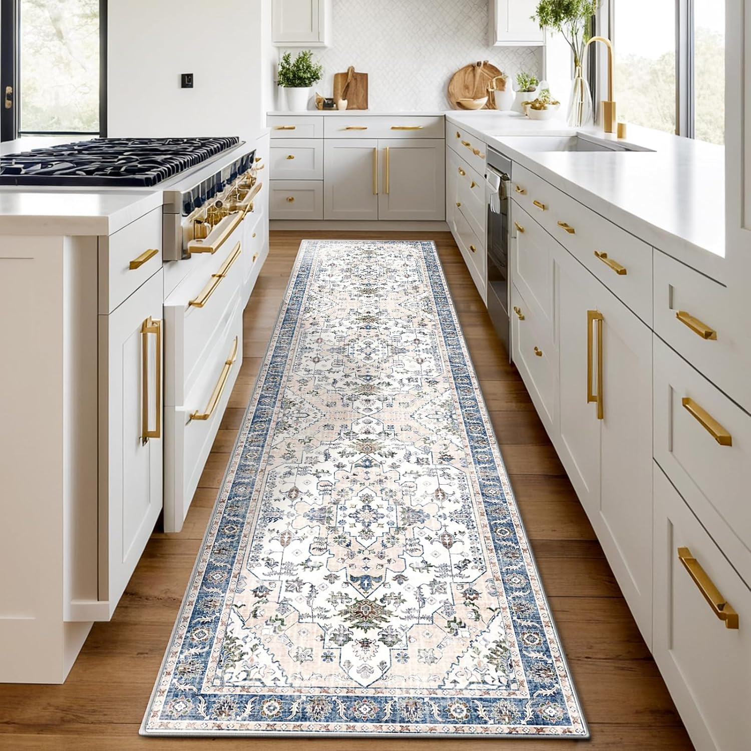 Non Slip Rug Runners for Hallways, Vintage Boho Kitchen Rugs