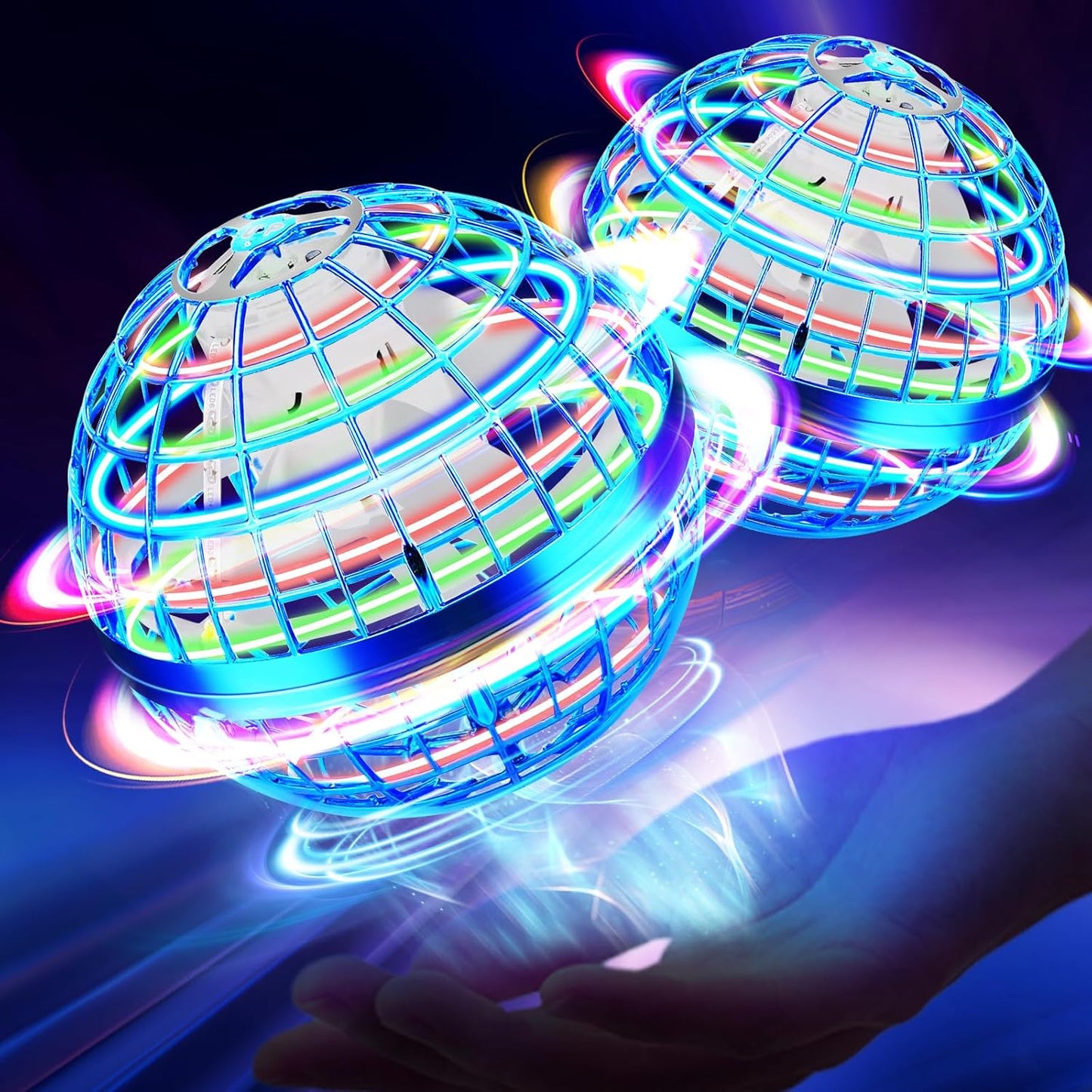 Flying Orb Ball Toy with LED Lights for Kids - 2 Pack Fun